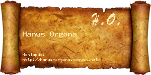 Hanus Orgona névjegykártya